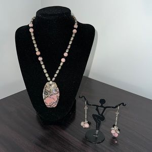 Rhodonite Necklace and earrings set
